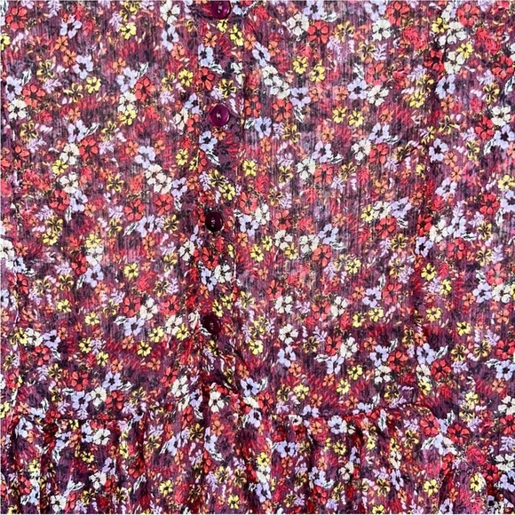 Lane Bryant Floral Sheer Flowy Button Front Blouse - Picture 7 of 9